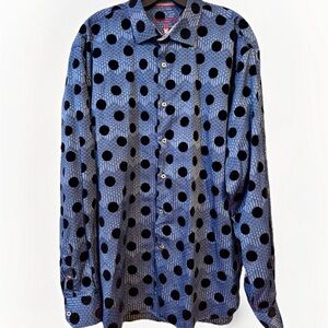 Visconti Button Down Shirt Men’s 2XL Suede Polka Dot Bold Abstract Trippy THICK